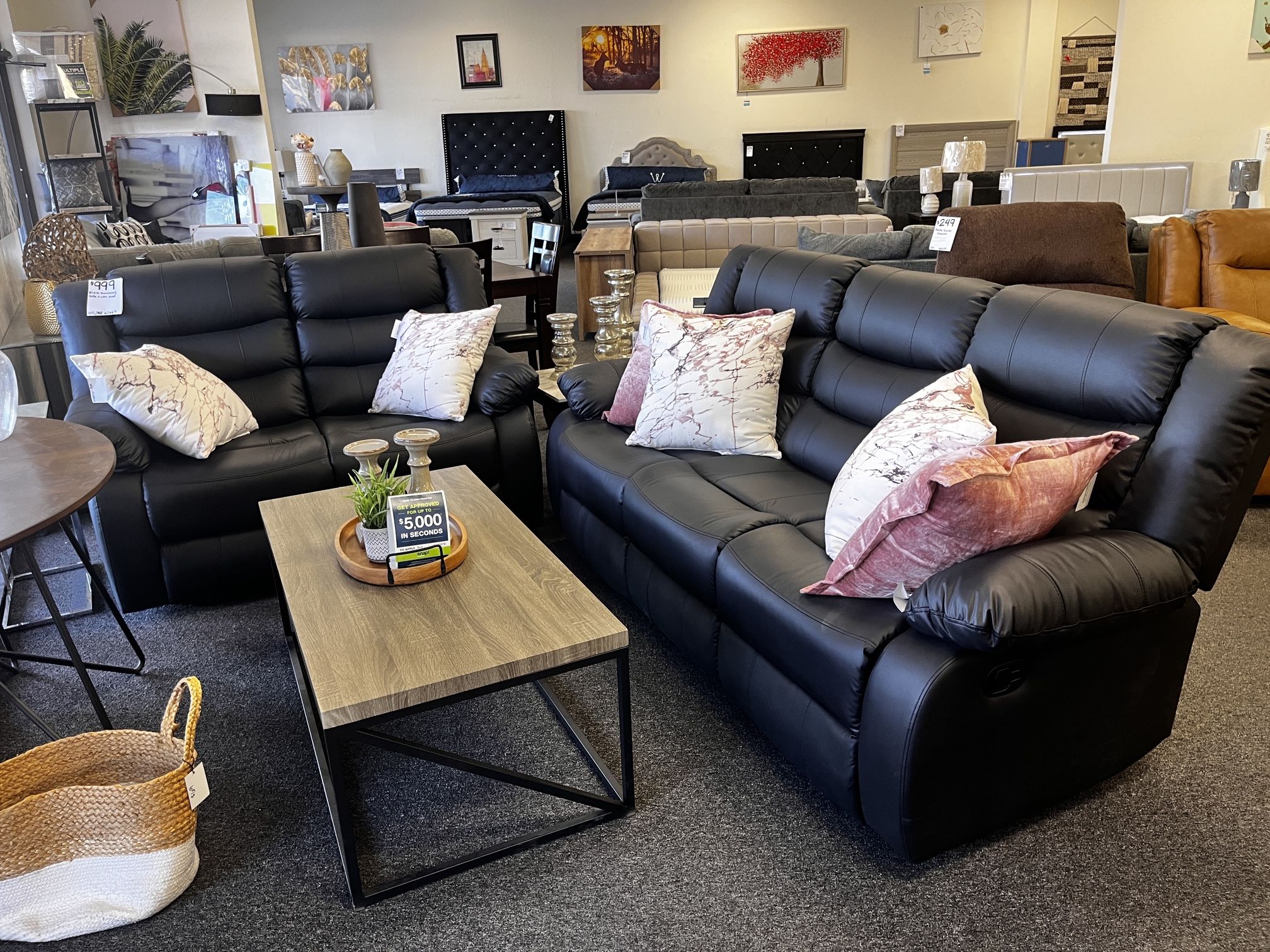 Black Reclining Sofa And Love Seat 
