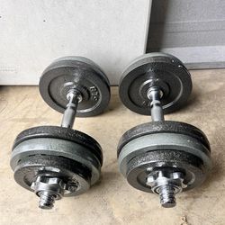 60 LB SOLID DUMBBELLS ADJUSTABLE EACH ONE 30 LB