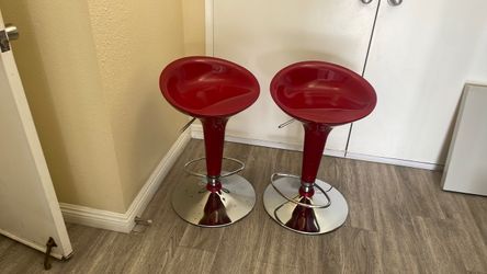 Red Adjustable Bar Stools – Set of 2