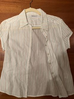 Ben Sherman Sheer Striped Short-sleeved Women’s Striped Blouse