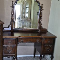 Antique Dresser And Vanity With Mirrors 