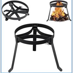 Cooking Tripod for Campfire, 9.8Inch Durable Steel Campfire Tripod for Cooking for Dutch Oven Outdoor Cooking, Foldable Fire Pit Stand with Black Heat
