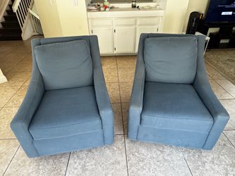 Pottery Barn Blue Swivel Chairs - two available