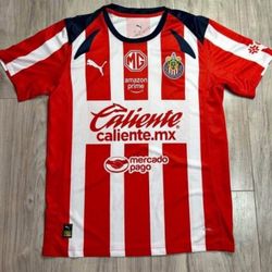 Soccer Chivas Guadalajara el rebaño sagrado  New Jersey  2025-  2026 fan version sizes small to 4xl tricampeon futbol Mexico home local away visitante