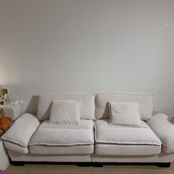 Renville 84" Upholstered Pillow-Top Arm Loveseat Sofa with 2 Throw Pillows