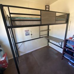 Single Bunk Bed With Desk And Shelves 