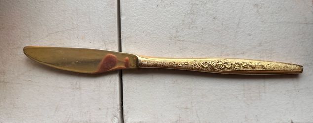 Vintage JH International "Golden Bouquet" 24K Gold Electroplate Dinner Knife