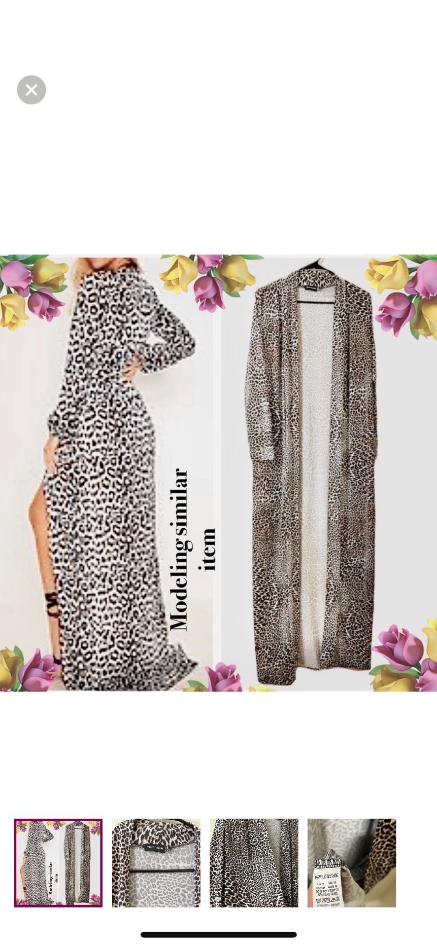 LIKE NEW Long, Open-Front, Leopard-Print Duster Cardigan Size 12 - PrettyLittleThing