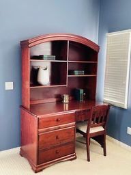 Solid Cherry Wood Desk, Hutch and Chair