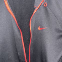 Men’s size extra large, red and black hoodie with hood and zipper