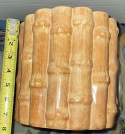 Vintage 8 inch Mid-Century Ceramic Bamboo Planter