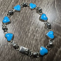 Silver And Blue Enamel Bracelet 