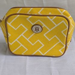 yellow and white geometric pattern cosmetic pouch from Tommy Hilfiger