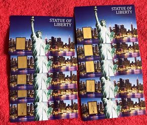 10 x 1/1000 OZ GOLD STATUE OF LIBERTY CARD ‼️ See Also Collection Of RARE 1 OZ SILVER COIN Here ....