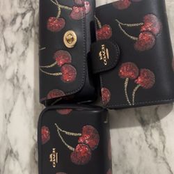 Coach Outlet Cherry Collection Wallet, Sunglasses Case, & Pouch Wristlet 🍒
