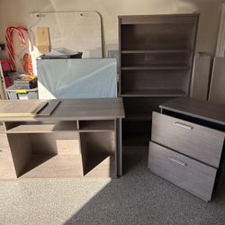 Office Set - 3 items: Desk, Bookshelf, File Cabinet 