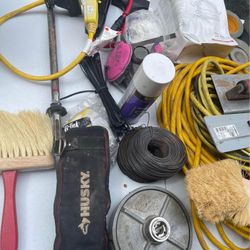 BUNDLE PROTECTIVE EYE WEAR -EXTENSION CORDS-GIANT CHALK LINE REEL-DUCT TAPE-SURGE PROTECTORS AND MORE