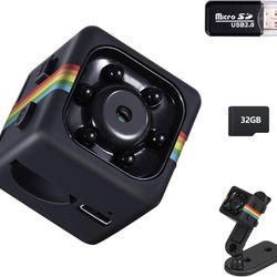 Brand New In Box Unopened    Camera, 1080P No WiFi Mini Security Camera,Small Wireless Cameras for Home Security with 32GB TF Card, Wide Angle, Ni
