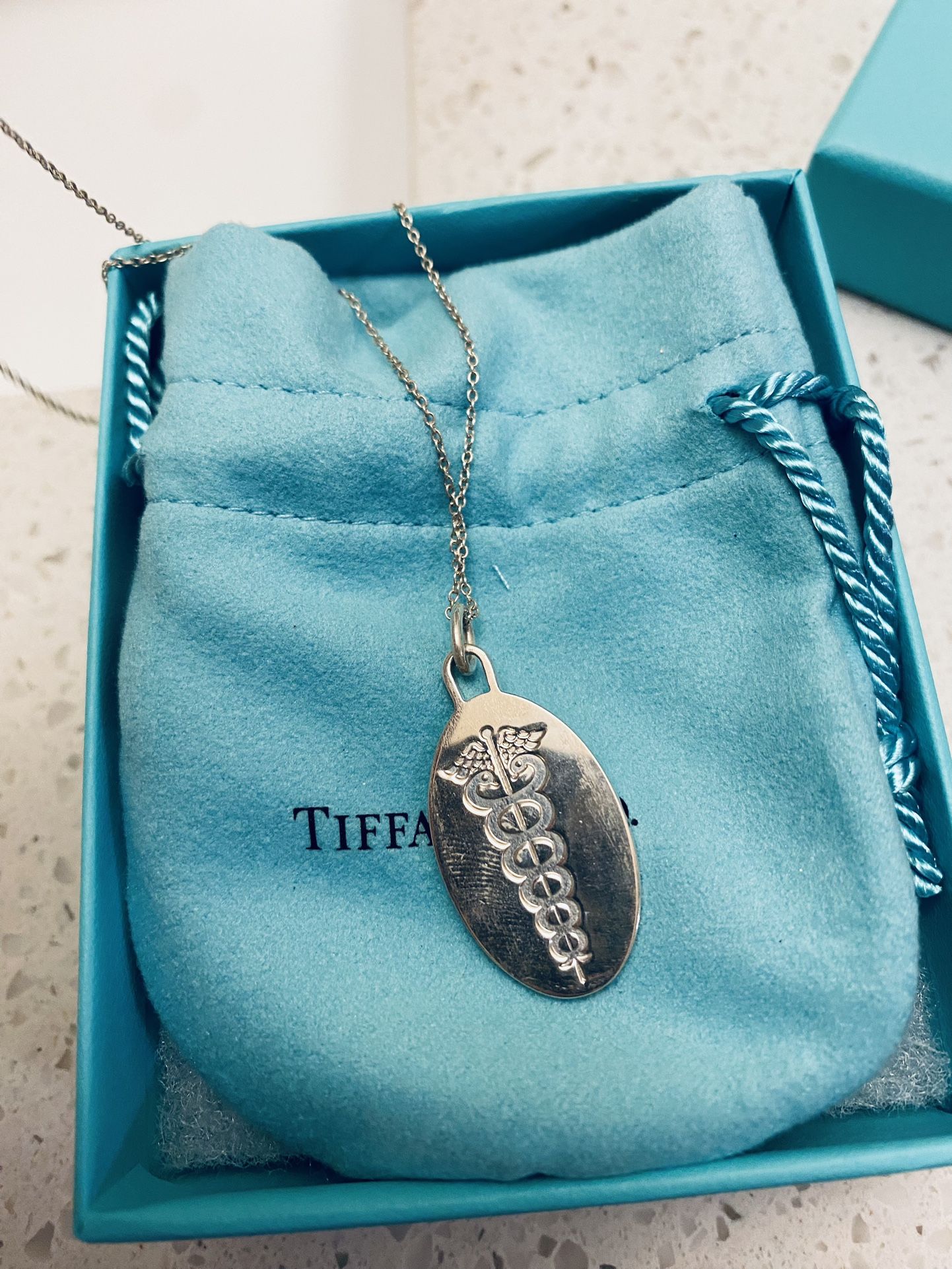 tiffany&co caduceus pendant necklace, rare