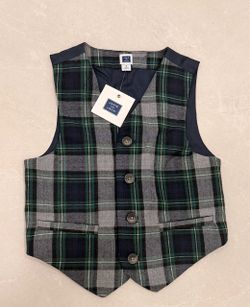 Janie and Jack Boys Plaid Vest Size 3 NWT