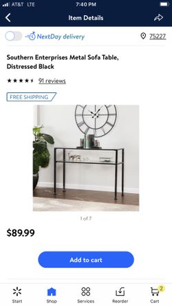 Southern enterprises metal Sofa table distressed black