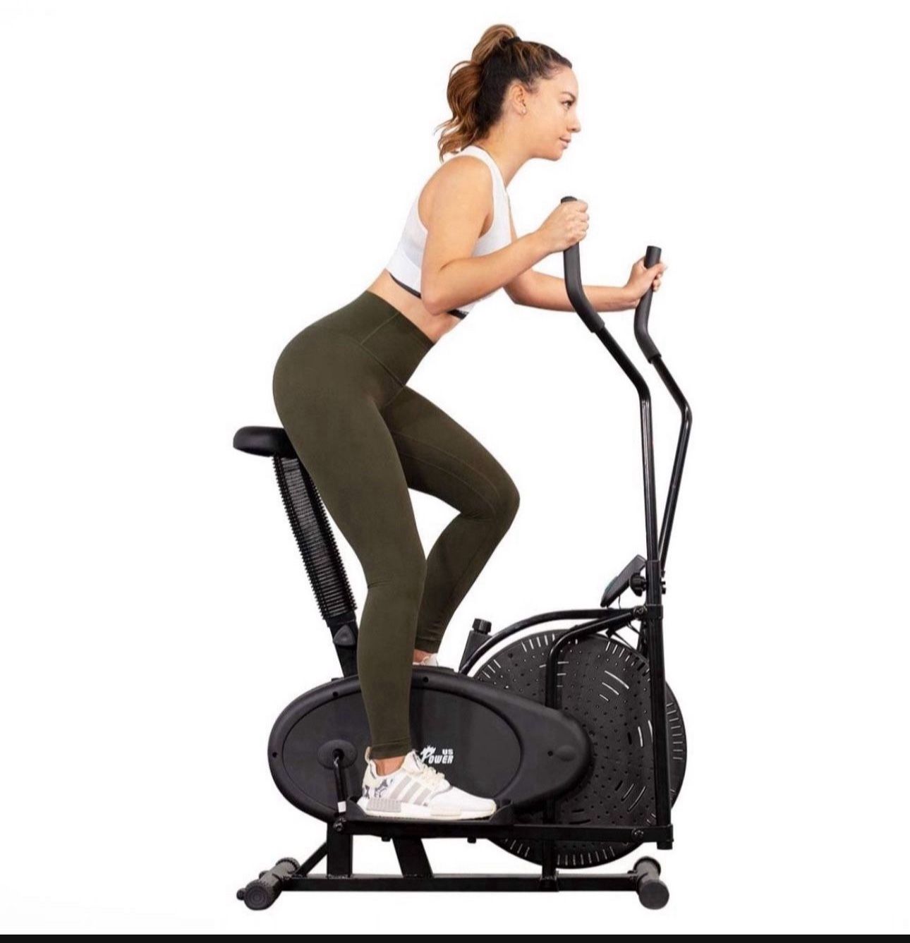 Dual Action Elliptical Fan Bike Cross Trainer Air Resistance System Machine Exercise Workout w/LCD Monitor