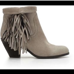 Sam Edelman “Louie” Fringe Bootie - Grey Suede