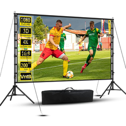Projector Screen and Stand, 200 inch Outdoor Projection Screen 16FT Large Portable Movie Screen Wrinkle-Free 16:9 4K Washable with Carry Bag for Backy