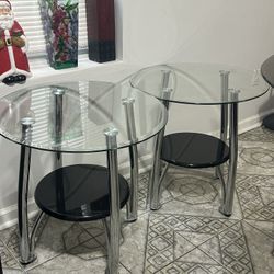 Two glass end tables, delivery delivery available for a curbside drop off locally New Jersey
