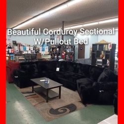 🤓 Corduroy Sectional With Phone Charger And Cupholder 