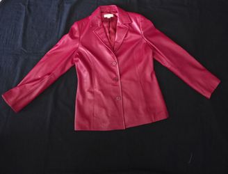 Vintage Womens Casual Corner Red leather Jacket Size Large