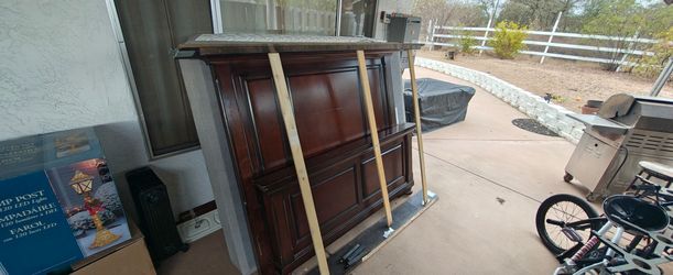 Wooden queen bed frame and mattress/ box frame