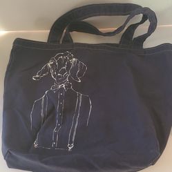 Beekman 1802 Navy Blue Denim Gentleman Goat Tote Bag Handbag 
