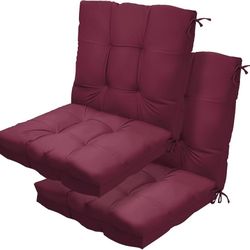 Set of 4 Outdoor High Back Chair Cushions 42"x 21" x 4", Waterproof Patio Chair Cushions, Fade Resistant Seat Cushion for Outdoor Furniture, Porch, Ba