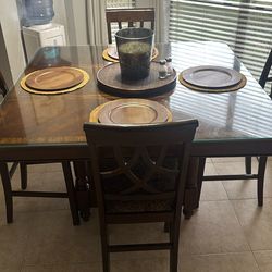 Wooden High Table With Glass