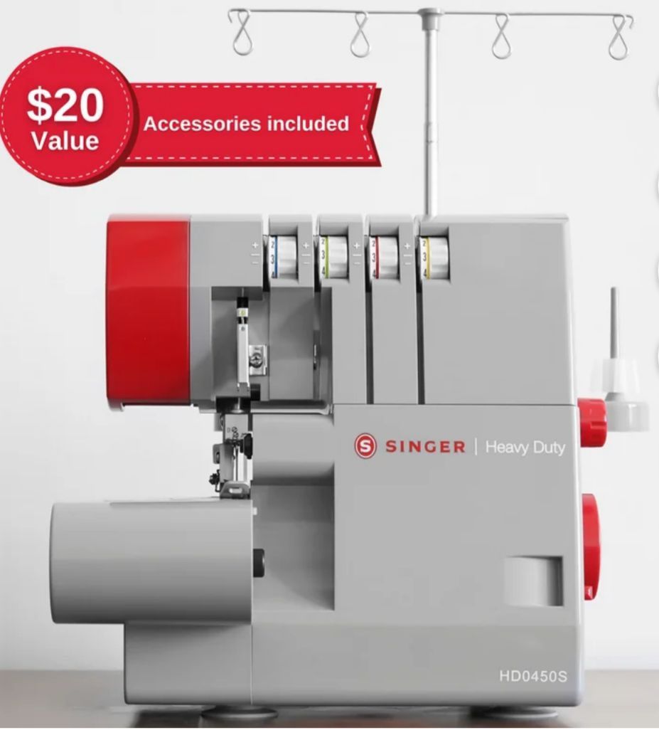 SINGER® Heavy Duty Serger HD0450S, 2-3-4 Thread Capability, Metal Frame, LED Lights