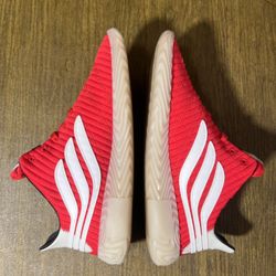 ADIDAS / “SOBAKOV” Shoes kicks w/ GUMMY CAKE Soles Casual COMFORTABLE Soccer Kicks / Men's 12.5 / Like New w/o Box!! Worn 1x / Red & White 