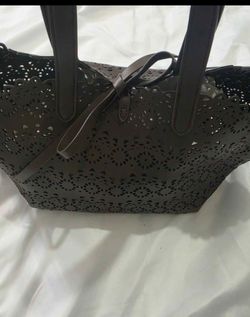 White House Black Market Laser-cut floral tote