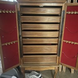 Antique Jewelry Armorie With Mirror