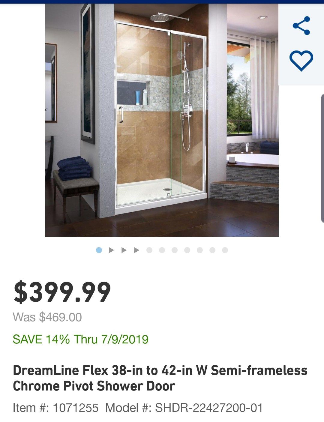Shower door Flex 38 to 42 in. x 72 in. Framed Pivot Shower Door in Chrome