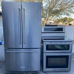 Kitchenaid Counter Depth Fridge And Double Oven Stove Both Works Perfect In Good Condition