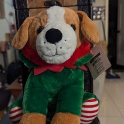  Santa Christmas Hat DOG 12" White/green 