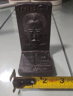 Vintage Metal Josel Marti Bookend Mined Las Tunas Cuba