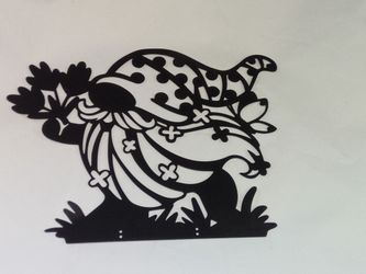 Gnome paper cut silhouette metal art