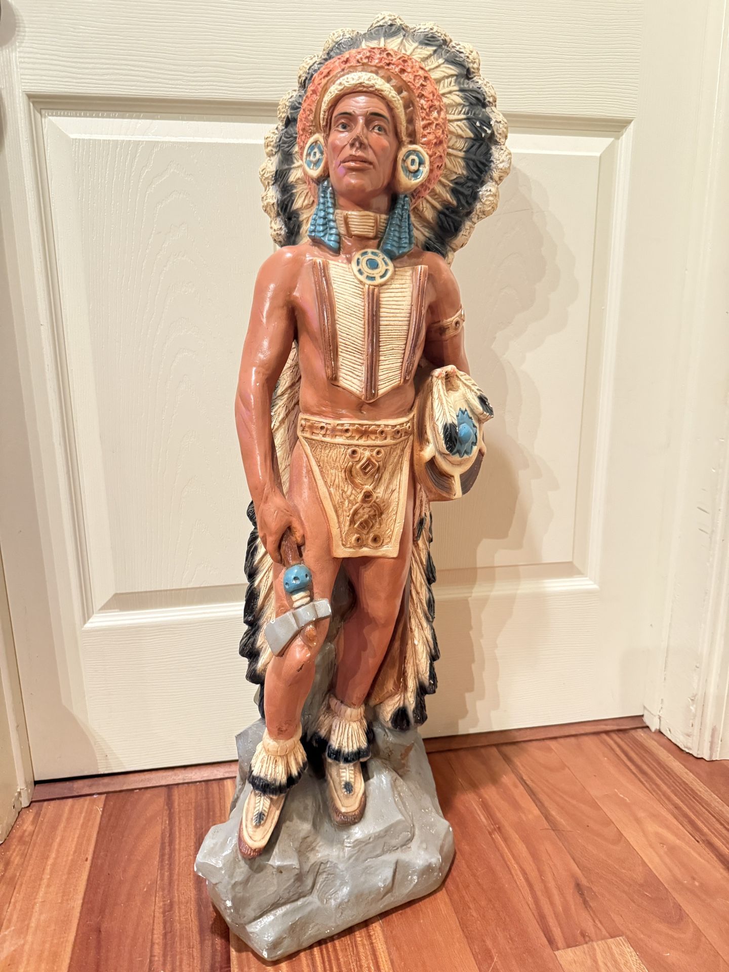Vintage Indian Chief Ceramic Statue Height 35 inches