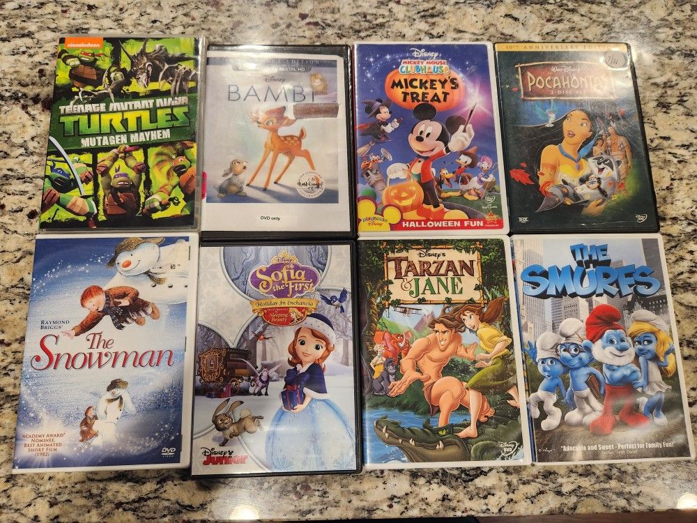 8 Different Children's Movies On DVD