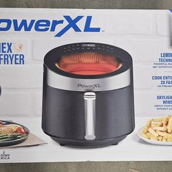 PowerXL Luminex 360 Supercharged Hot Air Fryer, Skylight Window, Fast Heat-up, 400 F in 2.4sec New