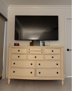 Cream Solid Wood Dresser with Black Knobs