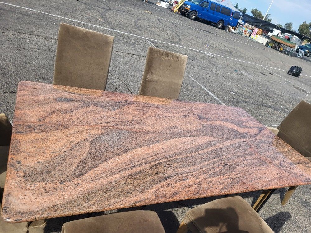 Granite Dining Table 6 Chairs