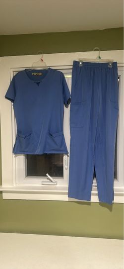 Pepin Cecil Blue Scrub Set Top and Pants